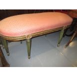 George III painted and parcel gilt stool of Hepplewhite design,