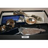 Various modern items of boxed silver plate, a hair tidy, sifter spoon,