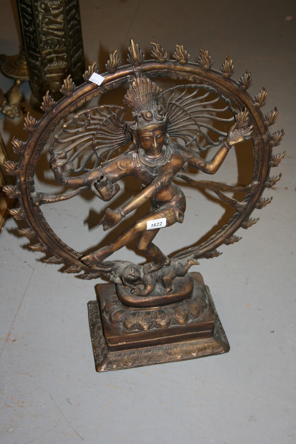 Large Indian brass or bronze cast figure of a deity,