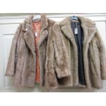 Two ladies pale synthetic fur jackets