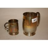 Sheffield silver baluster form mug and a similar smaller Christening mug