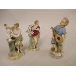 Pair of Continental porcelain figures depicting the arts,