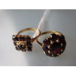 Two18ct Gold dress rings set with garnets