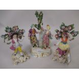 Pair of Samson Chelsea figures, each before a floral boccage,