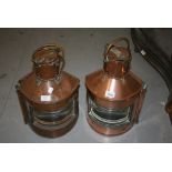 Two copper ships lanterns