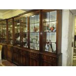 Large good quality reproduction mahogany four door breakfront bookcase by Bevan and Funnell,