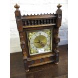 19th Century continental oak two train mantel clock