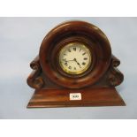 Early 20th Century mahogany mantel clock made from an aircraft propeller boss having white dial