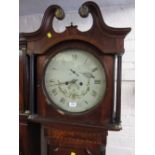 George III oak mahogany crossbanded and inlaid longcase clock,