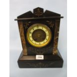 19th Century black slate and marble mounted mantel clock,