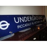 Enamel underground station sign for Picadilly and Victoria Lines