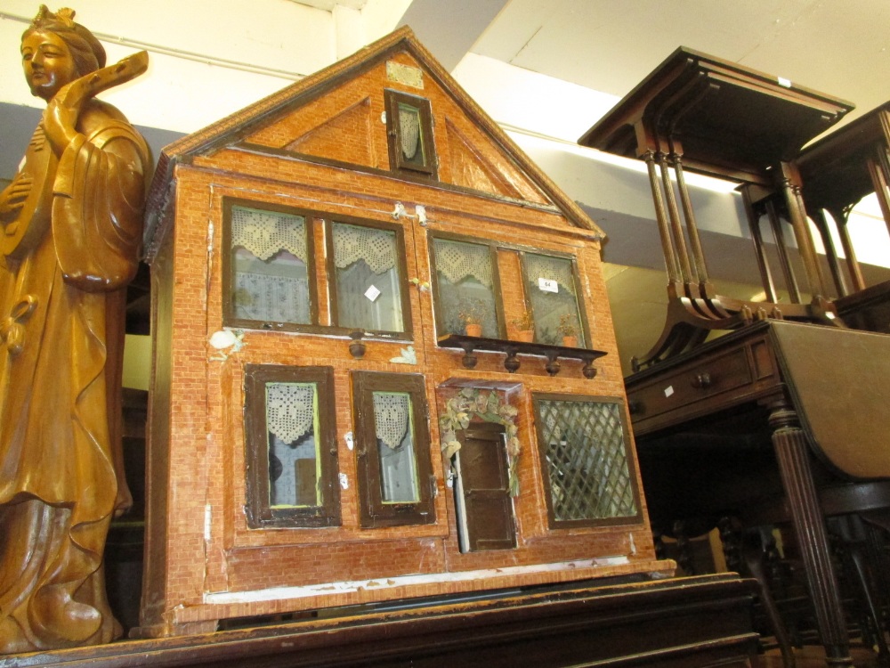 Large early 20th Century dolls house (a/f), 38ins high,