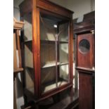 Late 19th Century mahogany display cabinet with line and floral painted decoration and single bar