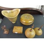 Miscellaneous items of modern treen ware and a naturalistic wooden sculpture