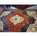 Small Indo Persian carpet with medallion and all-over geometric designs with borders