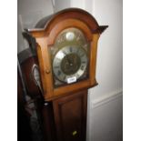 Mid 20th Century walnut cased grandmother clock with three train striking movement