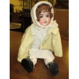 Gebruder Kuhnlenz bisque headed doll marked G165K10 with sleeping eyes,