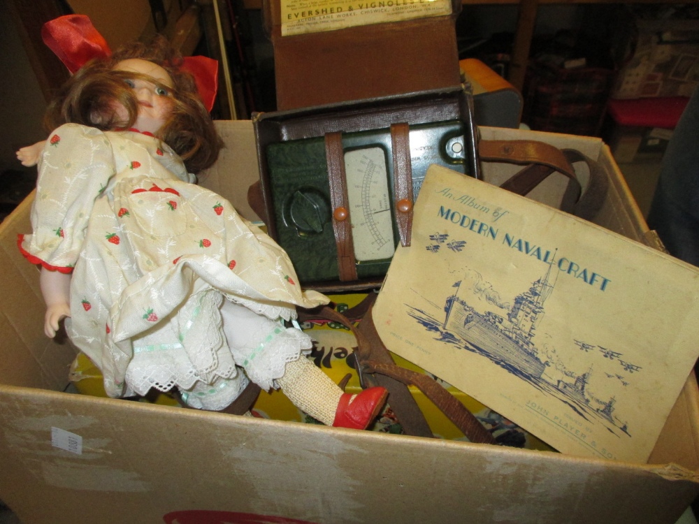 Boxed Pelham puppet, doll, jigsaw, miscellaneous cigarette cards,