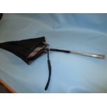 Black silk silver handled parasol