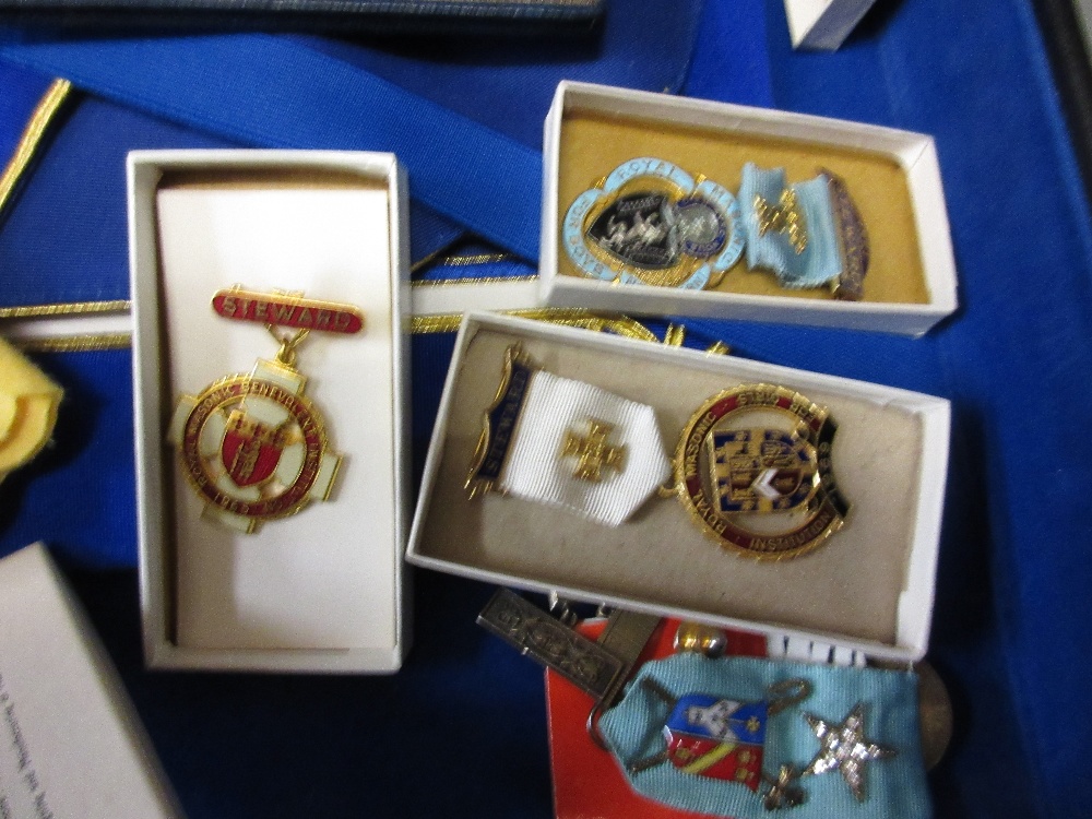 Two cases containing a quantity of Masonic regalia and books etc - Image 6 of 7