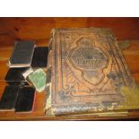 19th Century Henrys Family Bible together with two other small bibles and various common prayer
