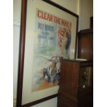 Original chromolithograph World War I poster, ' Clear the Way, Buy Bonds,