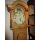 19th Century stripped pine longcase clock,