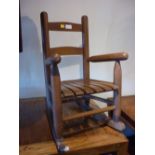 20th Century beech and elm child's ladderback rocking chair with slatted seat