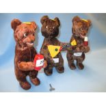 Group of three 20th Century Russian clockwork bear figures (one a/f)