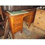 Early 20th Century oak twin pedestal desk on square tapering supports