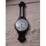 Early 20th Century oak barometer / thermometer