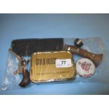 Small steel starting pistol with wooden grip, a powder funnel,