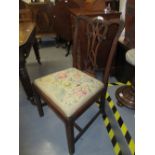 19th Century carved mahogany side chair in Chippendale style with needlepoint seat