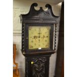 19th Century carved oak longcase clock,