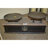 Pair of French brass and wooden scales