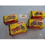 Group of four boxed Schuco diecast metal models of motorcycles