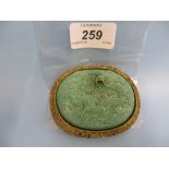 Chinese gilt metal mounted turquoise pottery buckle,