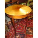 1920's Circular mahogany barber's pole inlaid occasional table on square tapering splay supports