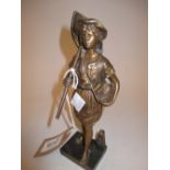 Gilt patinated bronze figure of a fisher woman, signed Garnier, 7.