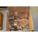 Quantity of miscellaneous silver plate including bottle coasters, tray etc.