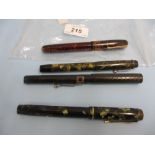 Group of four various vintage fountain pens including Onoto, Conway Stewart etc.