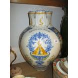 Large late 19th or early 20th Century Faience jar in antique style (repairs to rim)