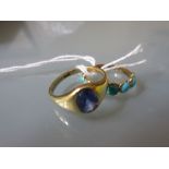 Turquoise set ring and an 18ct gold amethyst set signet ring