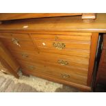 Late 19th or early 20th Century satin birch chest having two short over two long drawers on moulded