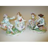 Pair of Sitzendorf porcelain groups,