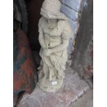 Small cast concrete garden figure of a standing girl
