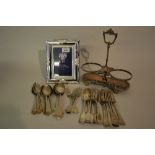 Silver plated embossed rectangular photograph frame,