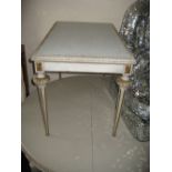 Continental painted rectangular coffee table raised on fluted supports