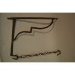 17th / 18th Century iron swing arm inglenook fireplace pot hanger with chain and hook