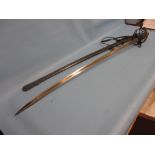 Late 19th / early 20th Century silver plated sword having shagreen and wire twist grip with